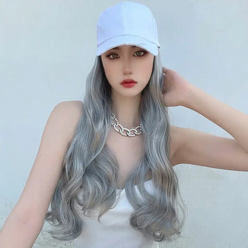 Korean Silver Curly Hair Wig for Women