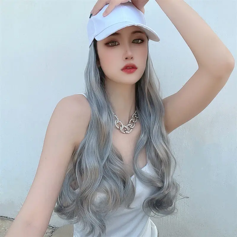 Korean Silver Curly Hair Wig for Women