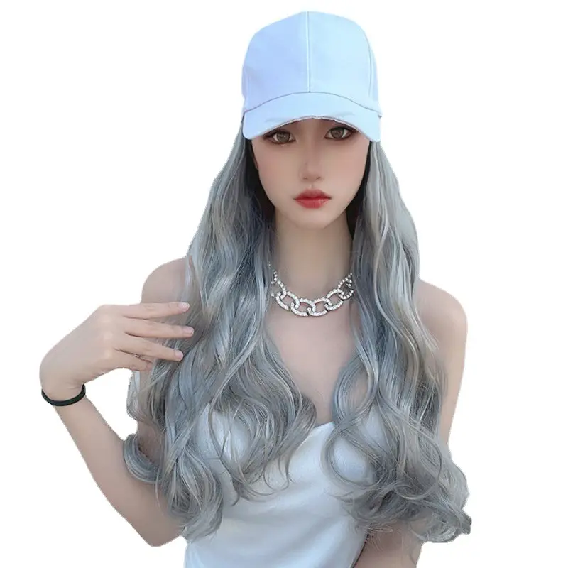 Korean Silver Curly Hair Wig for Women