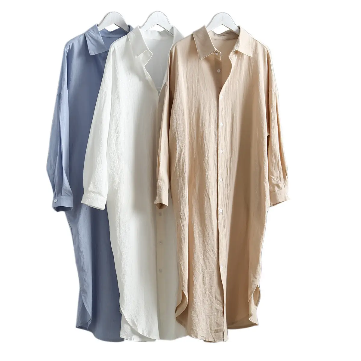 Women Korean Style Long Sleeve White Dress Large