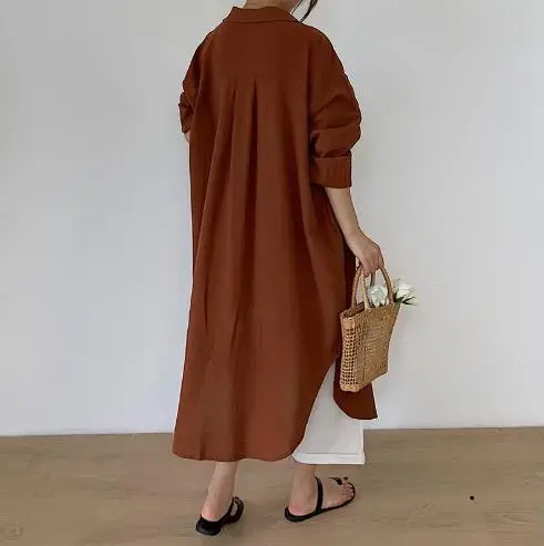 Women Korean Style Long Sleeve White Dress Large