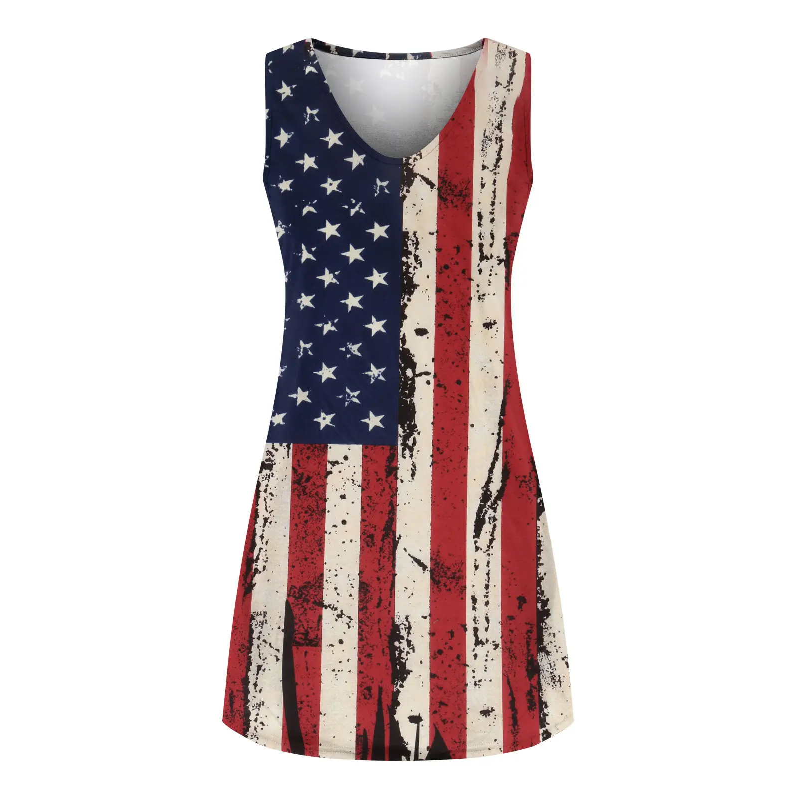Women American Flag Printed Sleeveless Vest Dress - Image 9