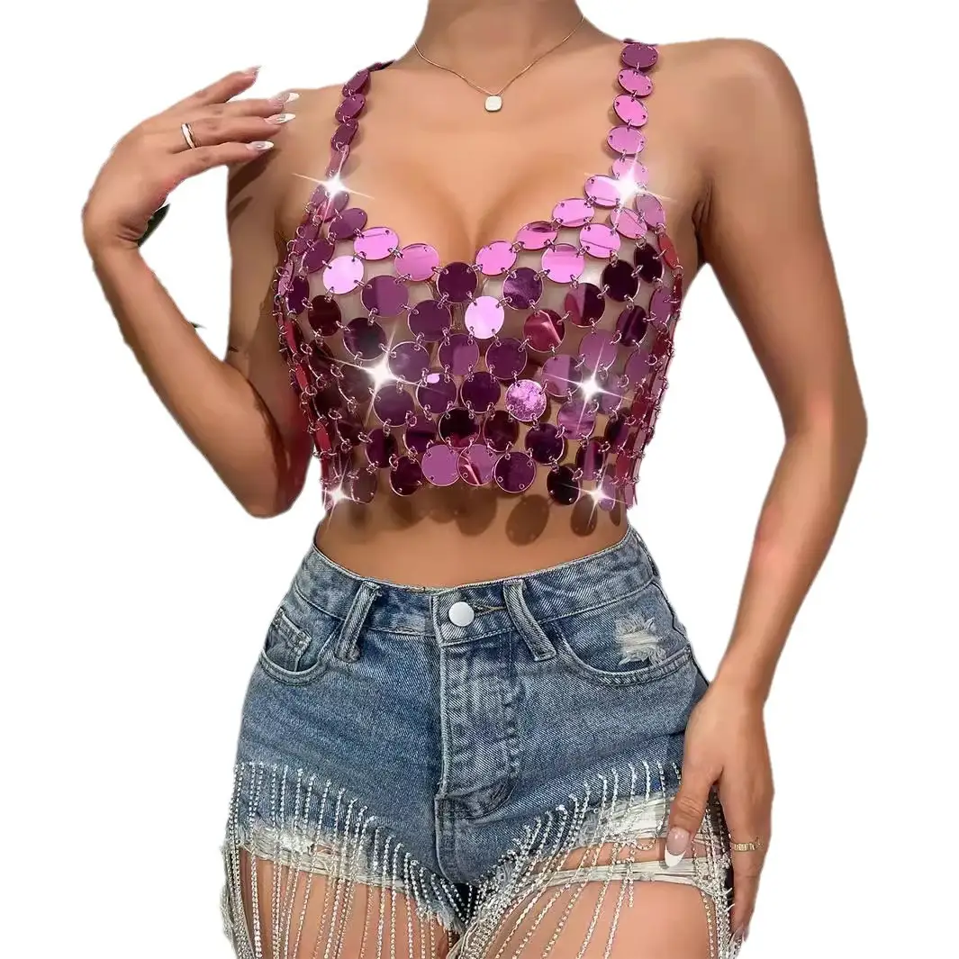 European & American New Aliexpress Amazon Beach Sexy Nightclub Handmade Acrylic Spliced Vest Top 201626 - Image 18
