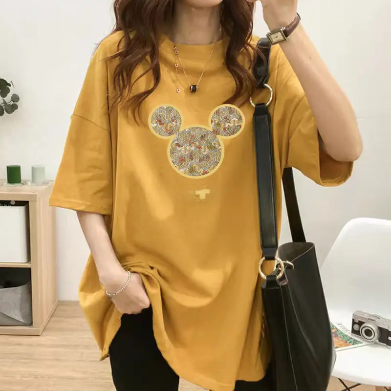 Women Loose Fit Yellow Mickey Mouse Breastfeeding Top - Image 20