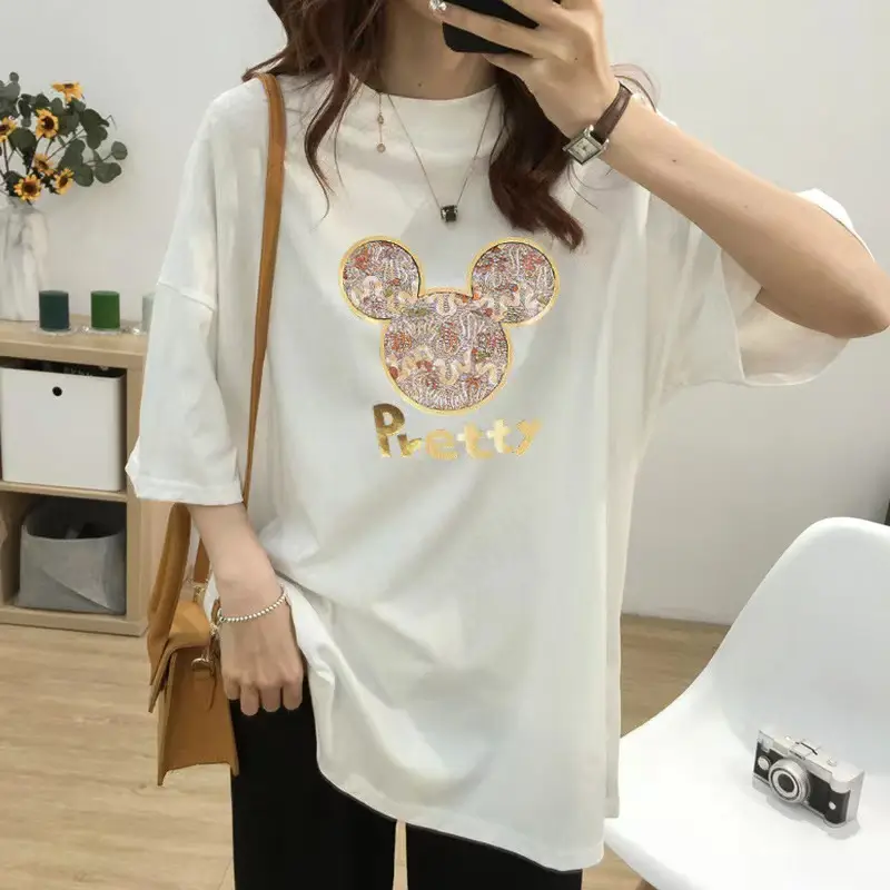 Women Loose Fit Yellow Mickey Mouse Breastfeeding Top - Image 25