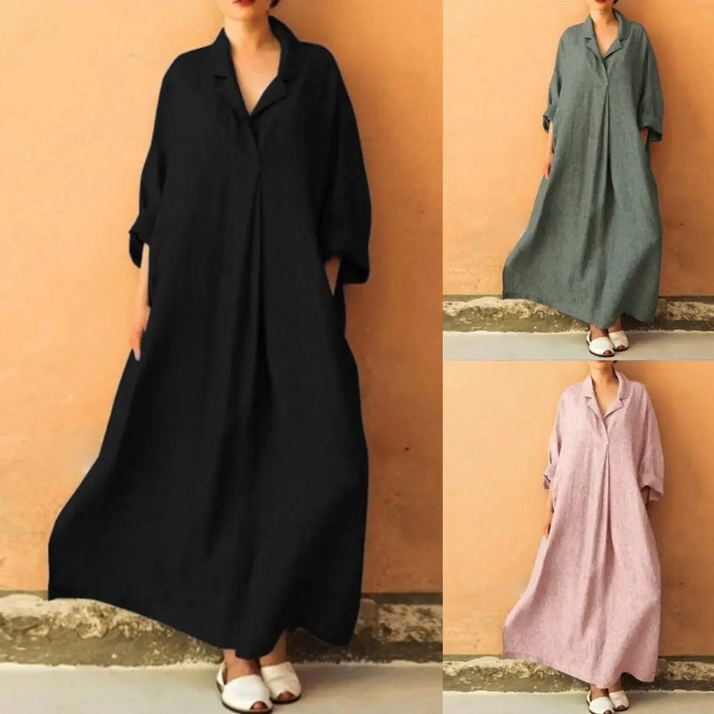 Ebya Long Sleeve Maxi Dress Pink Loose Large - Image 4