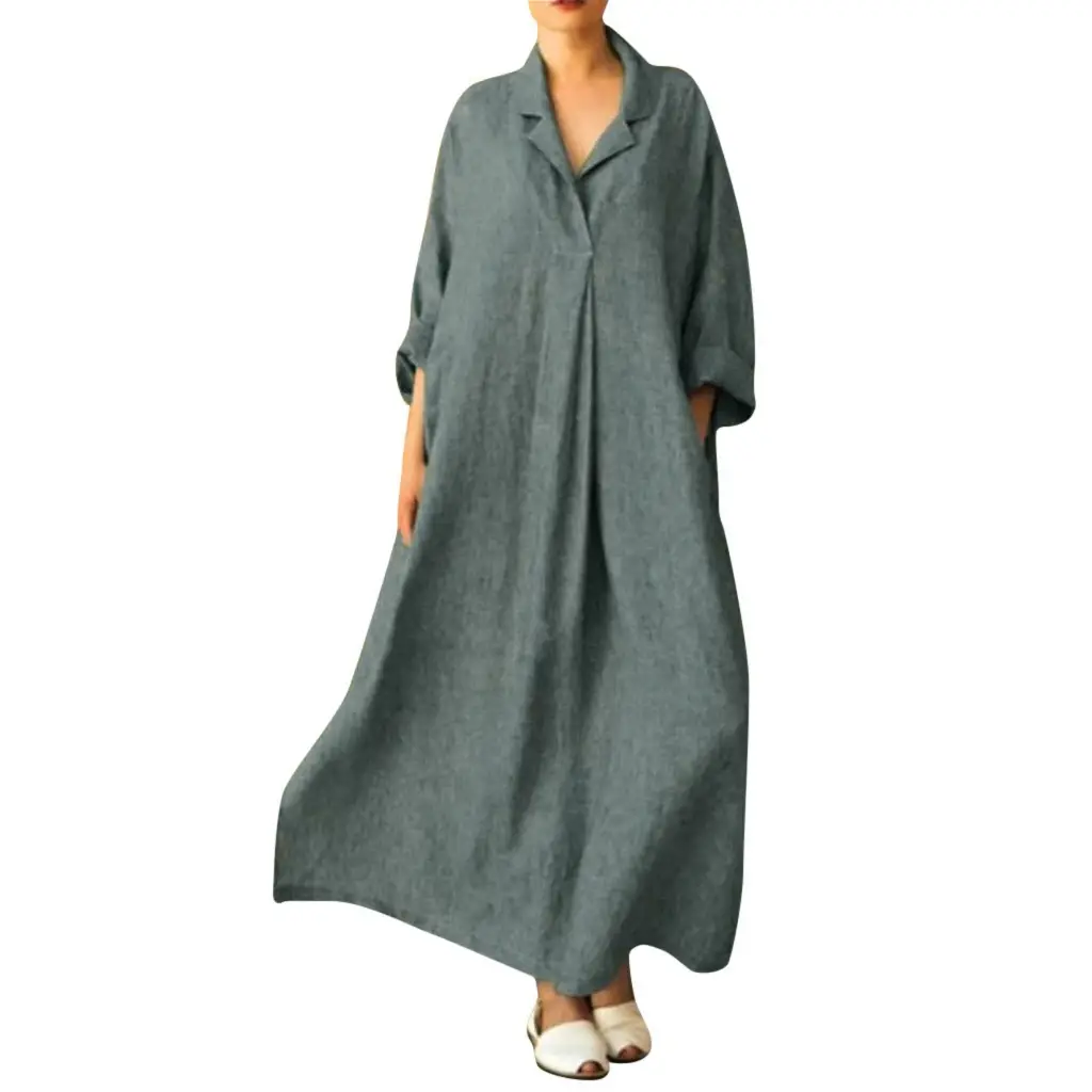 Ebya Long Sleeve Maxi Dress Pink Loose Large - Image 2