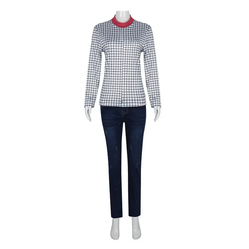Max Mayfield Cosplay Suit Blue Red Checkered Pants