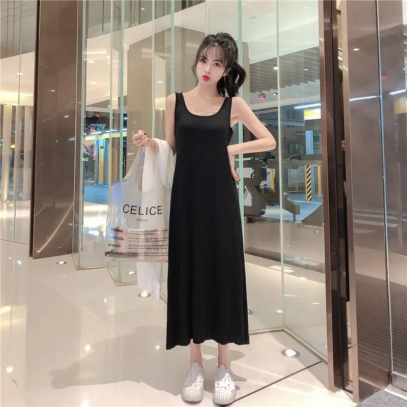 Women Chiffon Dress Suit White Black Drawstring Camisole Long Skirt — feature 8
