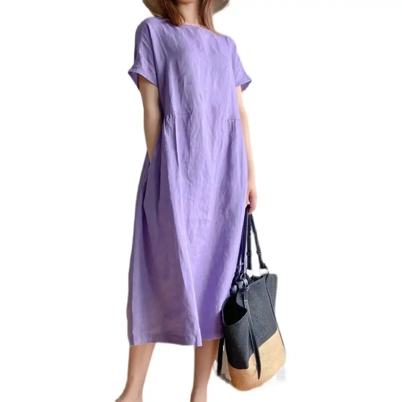 Blue Loose Slimming Dress Summer 2025 Large