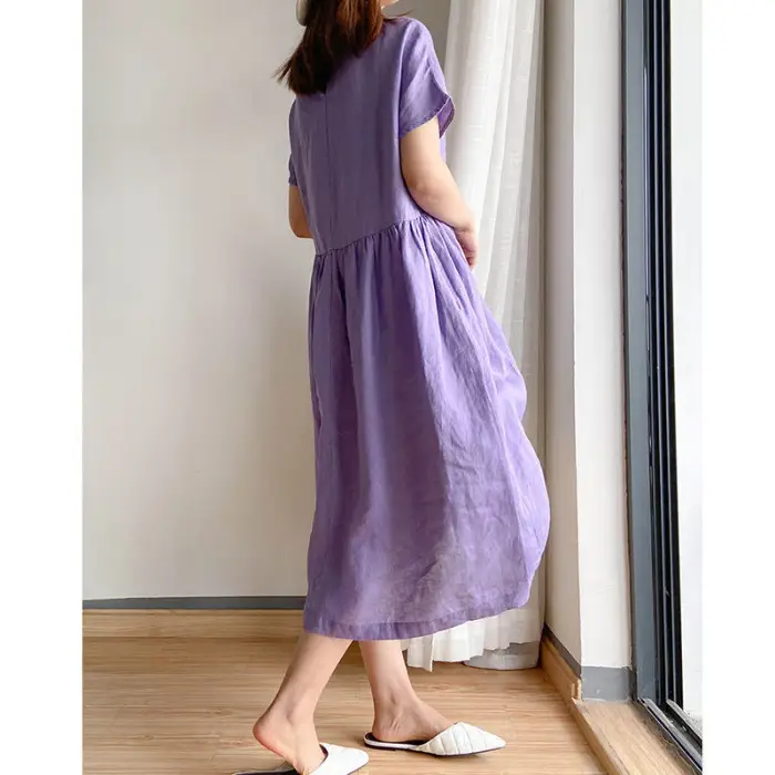 Blue Loose Slimming Dress Summer 2025 Large — feature 10