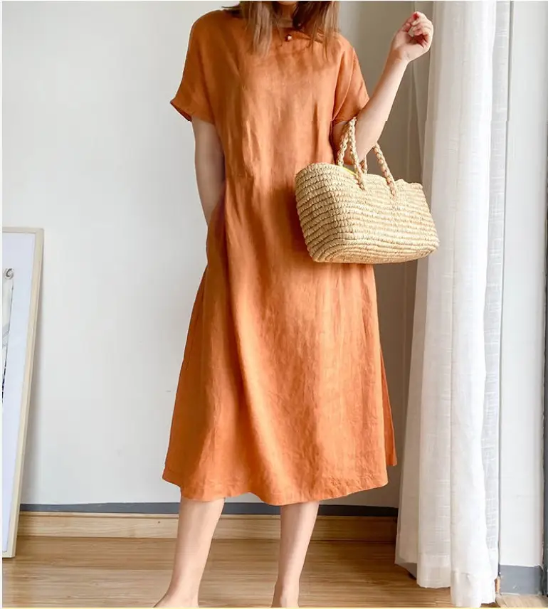 Blue Loose Slimming Dress Summer 2025 Large — feature 14