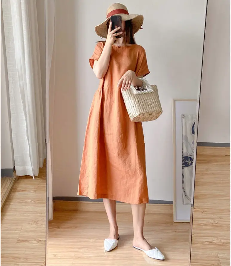 Blue Loose Slimming Dress Summer 2025 Large — feature 15