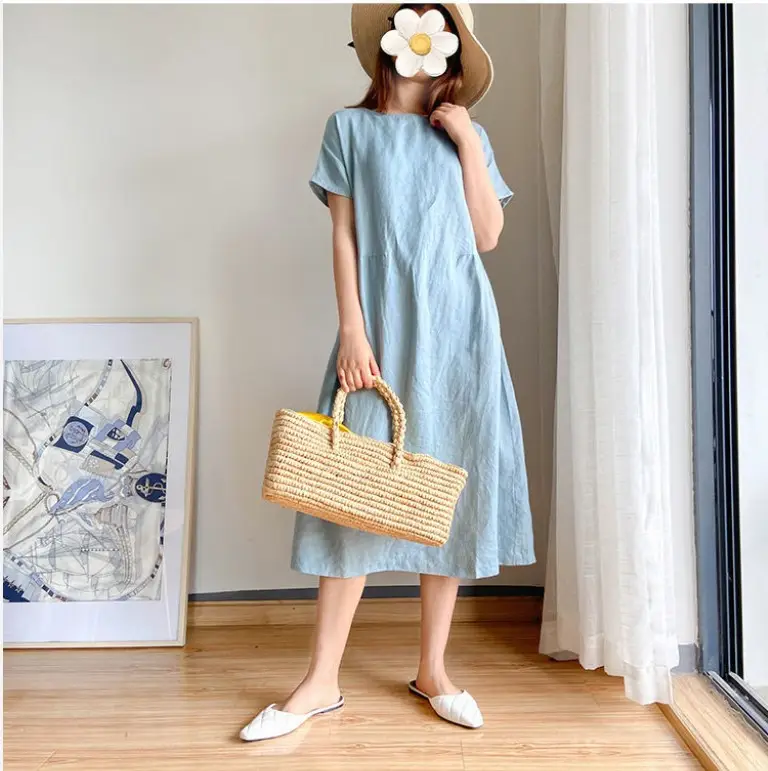 Blue Loose Slimming Dress Summer 2025 Large — feature 18