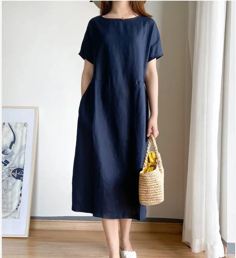 Blue Loose Slimming Dress Summer 2025 Large — feature 19