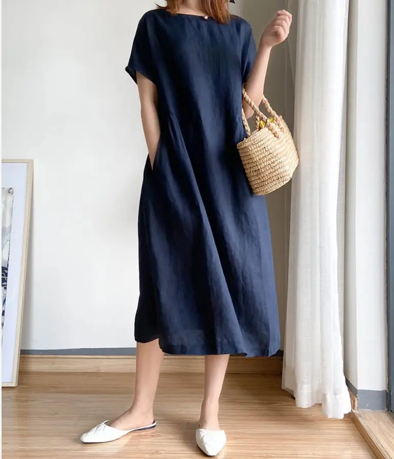 Blue Loose Slimming Dress Summer 2025 Large — feature 20