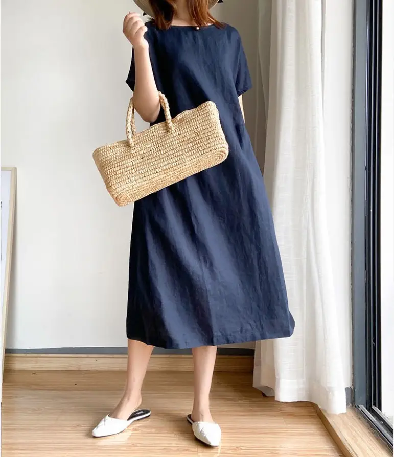 Blue Loose Slimming Dress Summer 2025 Large — feature 21