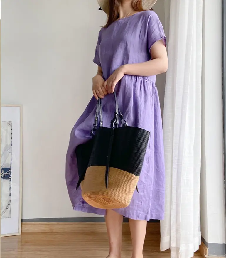 Blue Loose Slimming Dress Summer 2025 Large — feature 22