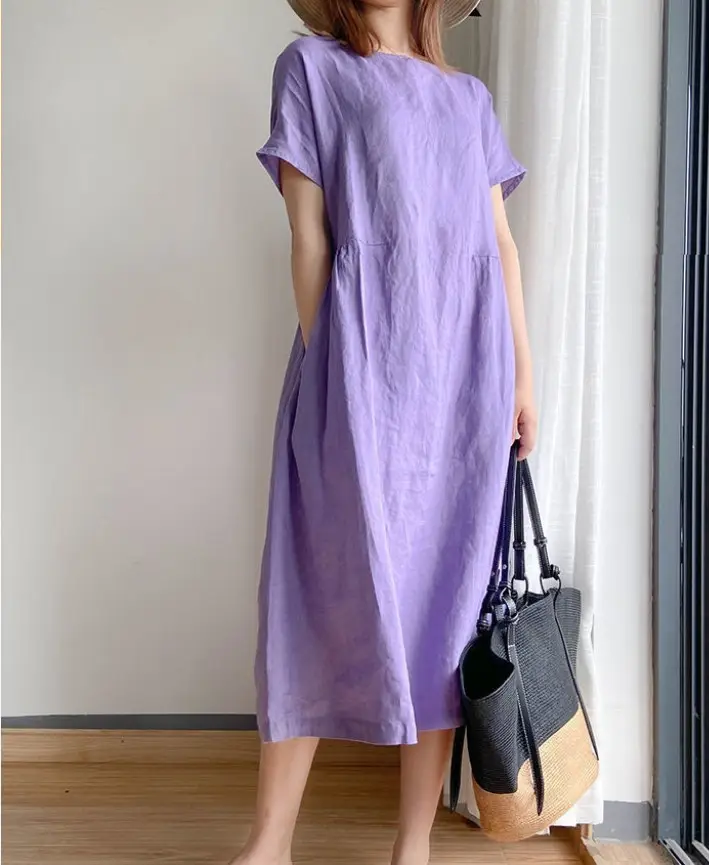Blue Loose Slimming Dress Summer 2025 Large — feature 23