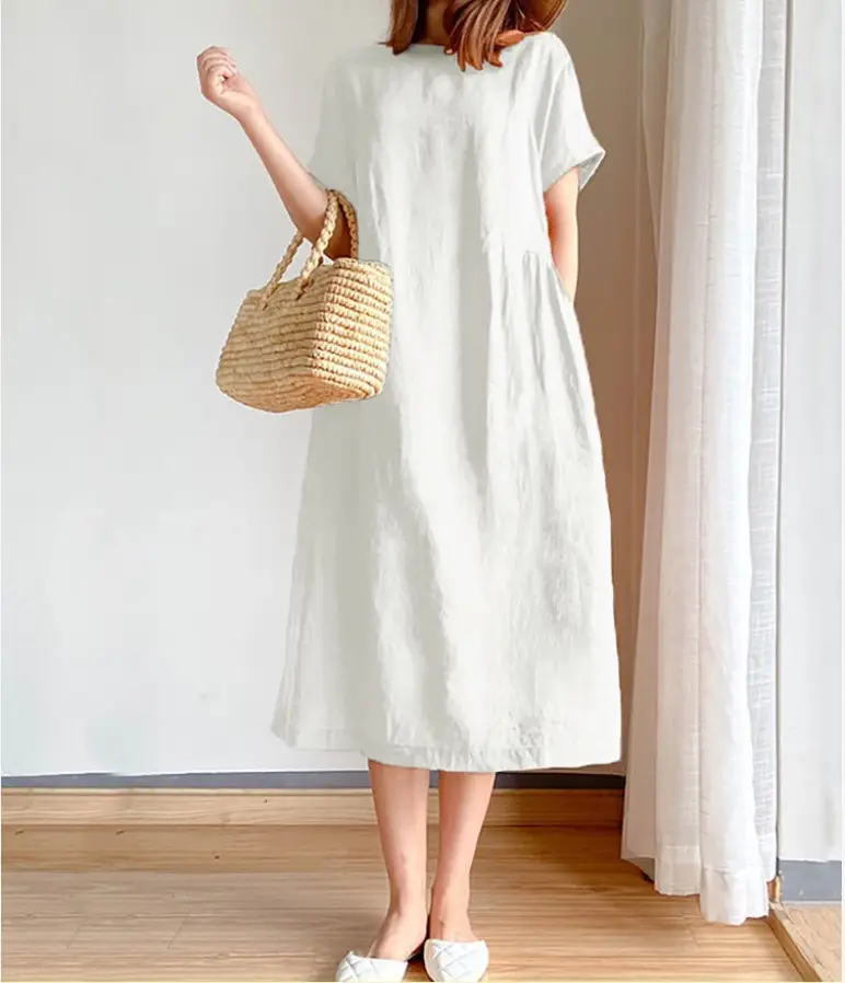 Blue Loose Slimming Dress Summer 2025 Large — feature 24