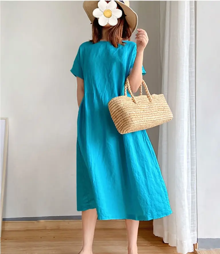 Blue Loose Slimming Dress Summer 2025 Large — feature 25