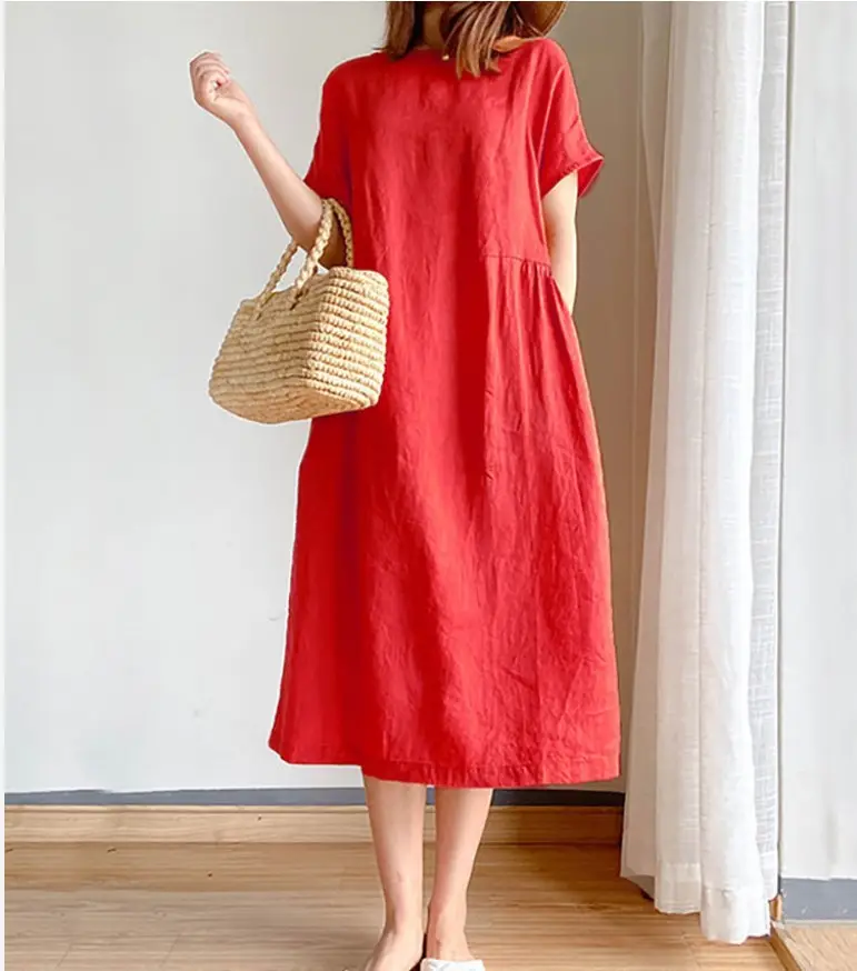Blue Loose Slimming Dress Summer 2025 Large — feature 26