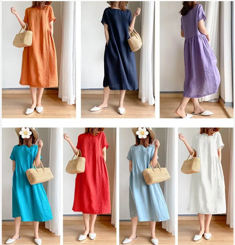 Blue Loose Slimming Dress Summer 2025 Large — feature 3