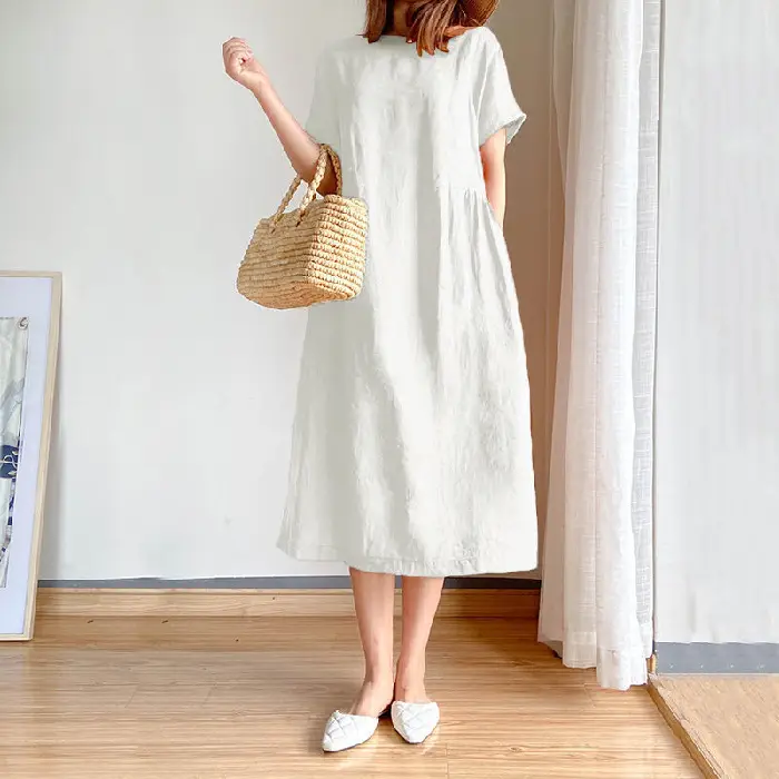 Blue Loose Slimming Dress Summer 2025 Large — feature 4