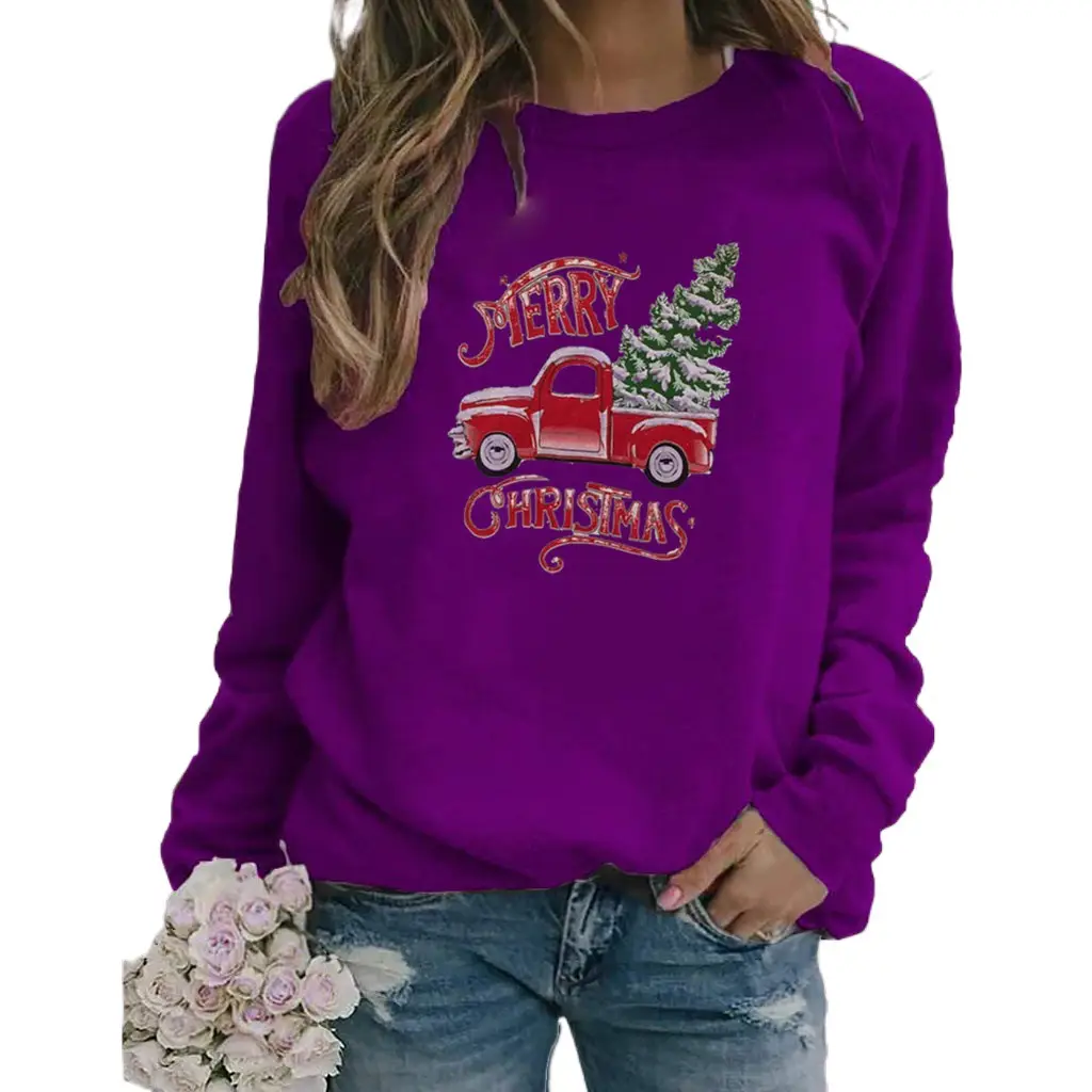 Women Christmas Truck Printed Crewneck Sweat 2025 - Image 13