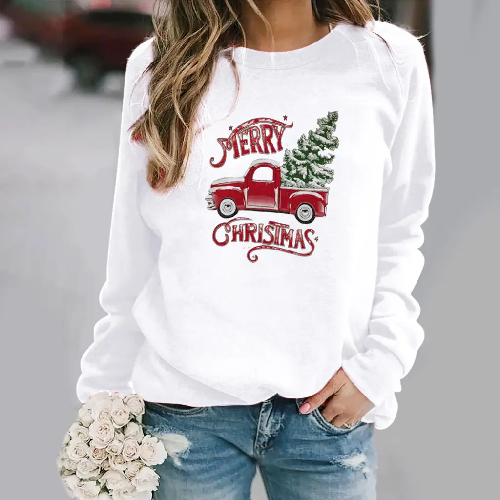 Women Christmas Truck Printed Crewneck Sweat 2025 - Image 2