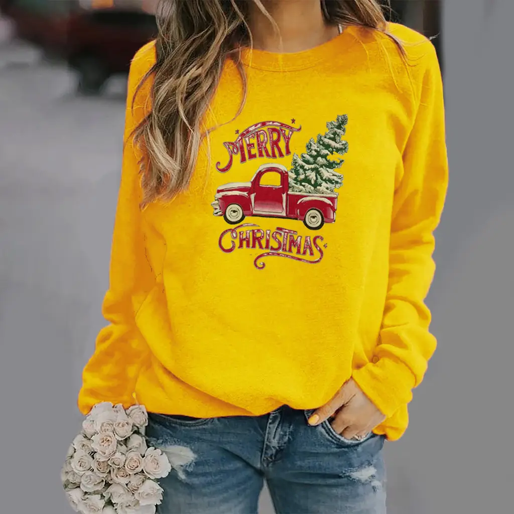 Women Christmas Truck Printed Crewneck Sweat 2025 - Image 6