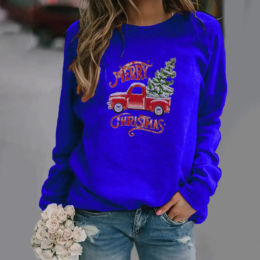 Women Christmas Truck Printed Crewneck Sweat 2025 - Image 7