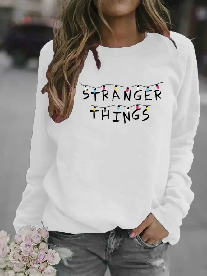 Women Printed Crew Neck Sweater Stranger Things 2025 - Image 2
