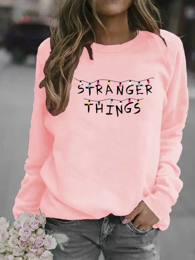 Women Printed Crew Neck Sweater Stranger Things 2025 - Image 5