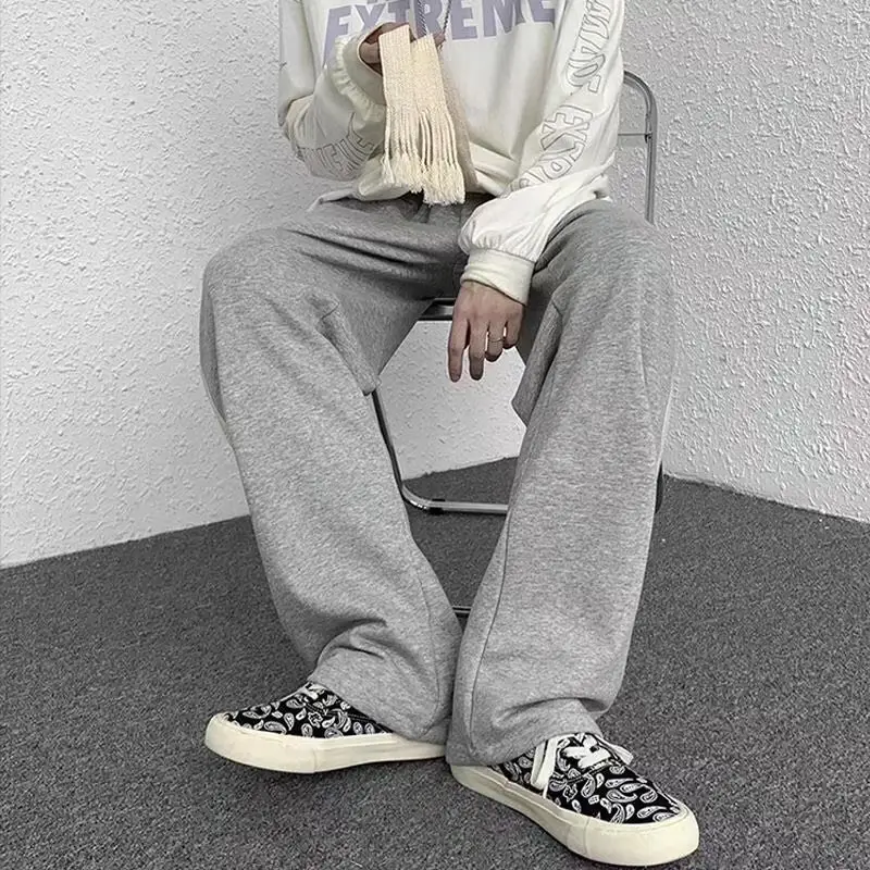 Men Korean Style Straight Trousers Black White - Image 9