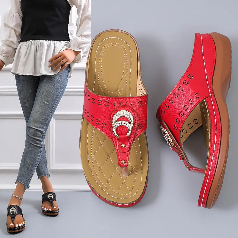 Women's Korean-style Wedge Flip Flops Brown