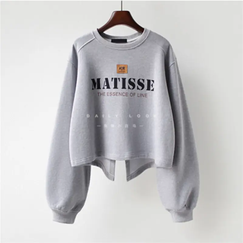 Women Grey Matisse Print Crew Neck Sweater - Image 2