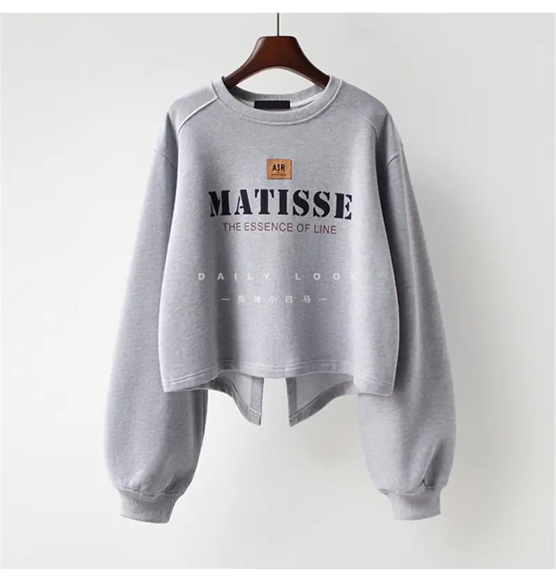Women Grey Matisse Print Crew Neck Sweater — feature 19
