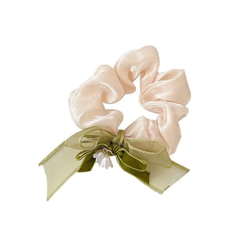 Black Lily of the Valley Hair Tie with Green Leaves
