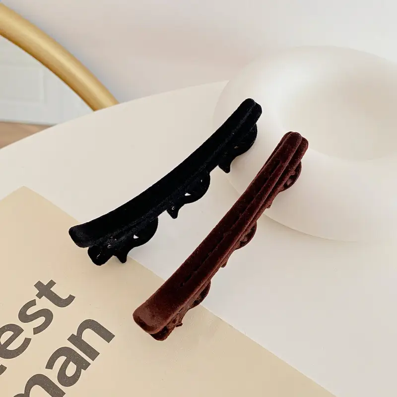 Red Flocked Braided Hairpin Side Bangs Texture Broken Hair Arrangement Duckbill Hairpin Hairband — feature 10