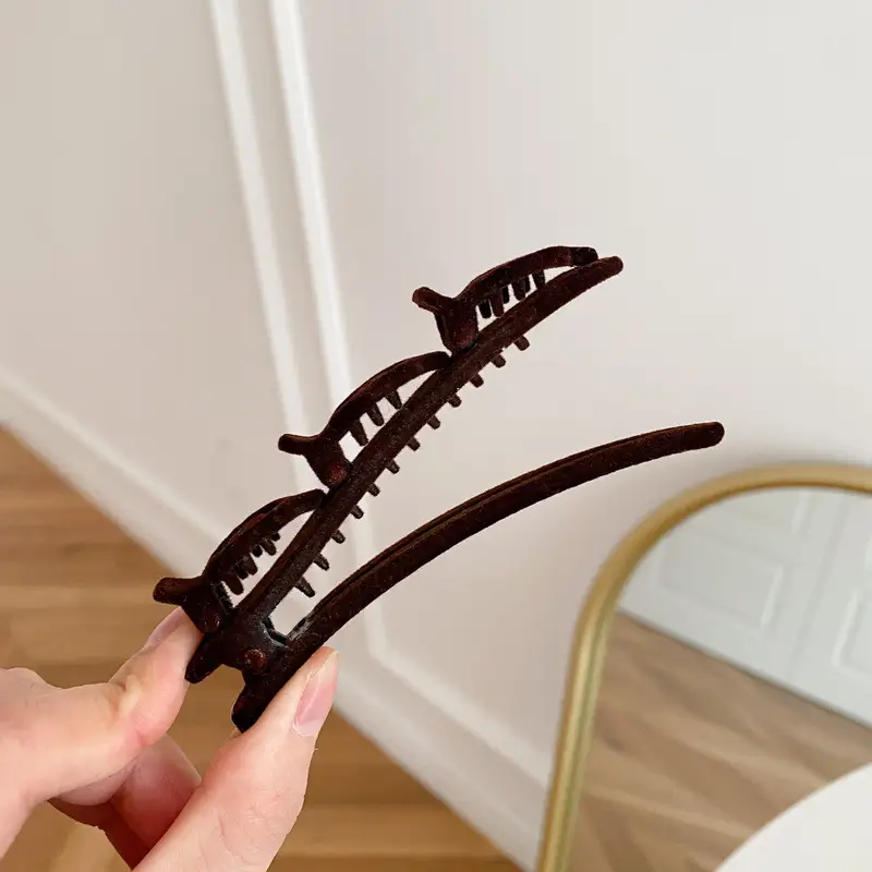 Red Flocked Braided Hairpin Side Bangs Texture Broken Hair Arrangement Duckbill Hairpin Hairband — feature 11