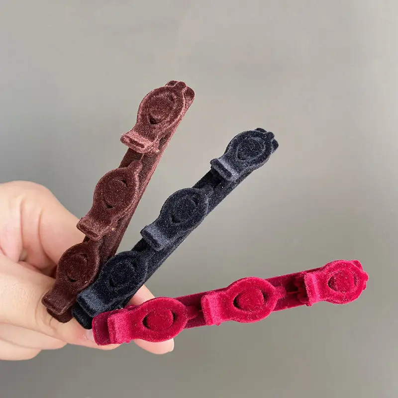 Red Flocked Braided Hairpin Side Bangs Texture Broken Hair Arrangement Duckbill Hairpin Hairband — feature 7
