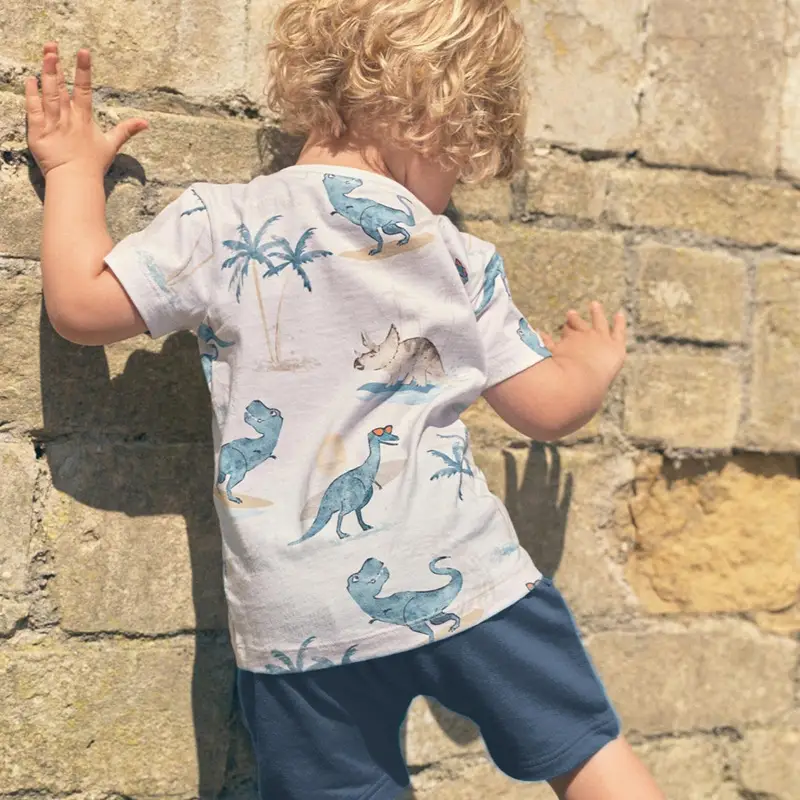 2026 Boys Summer T-Shirt Set Blue Shorts Short Sleeve - Image 3