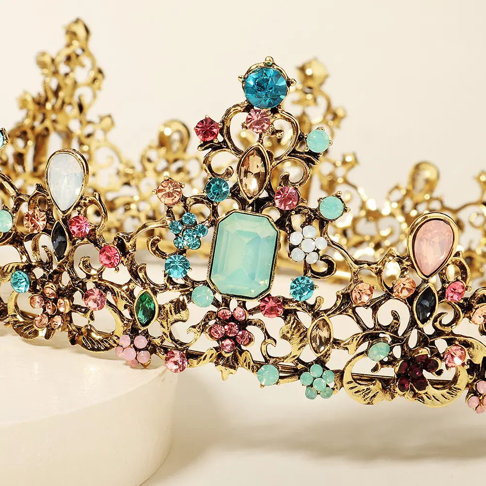 Alloy Bridal Crown with Colorful Rhinestones - Image 6