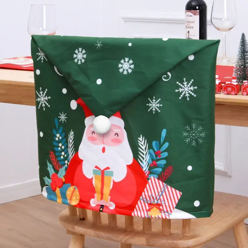 New Cross-Border Christmas Chair Cover with Old Man Snowman Design - Image 2