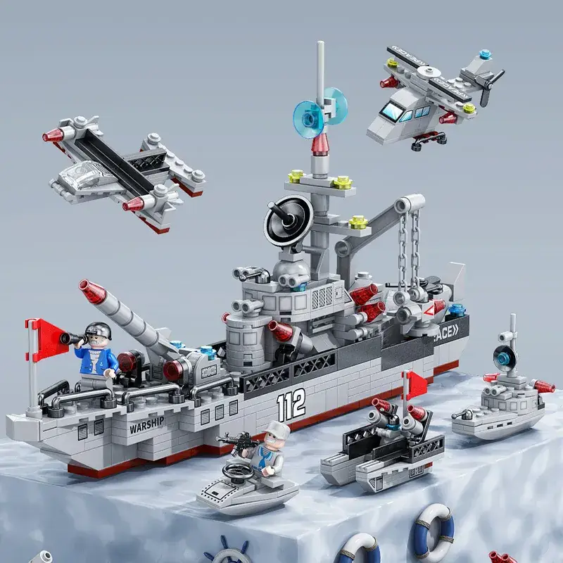 Lego Military Aircraft Carrier Destroyer Toy Set - Image 3
