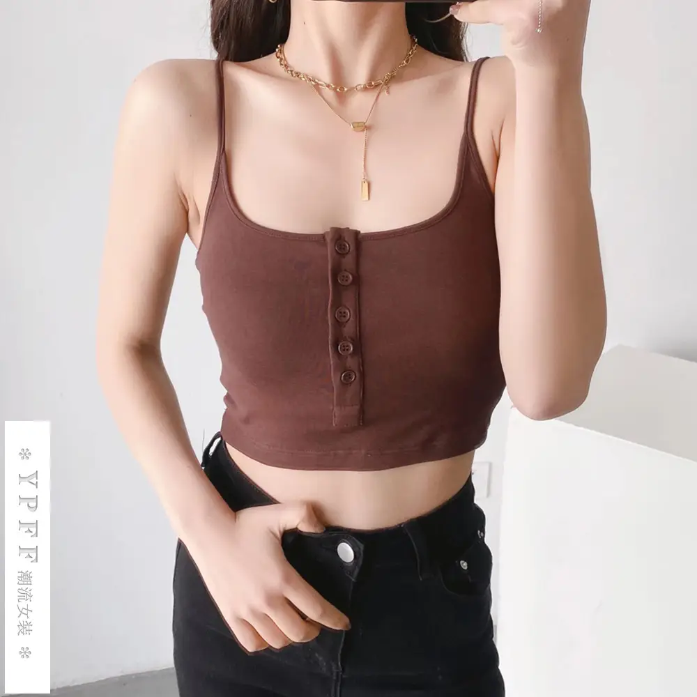 Women's T-Shirt Vest with Buckle Solid Color