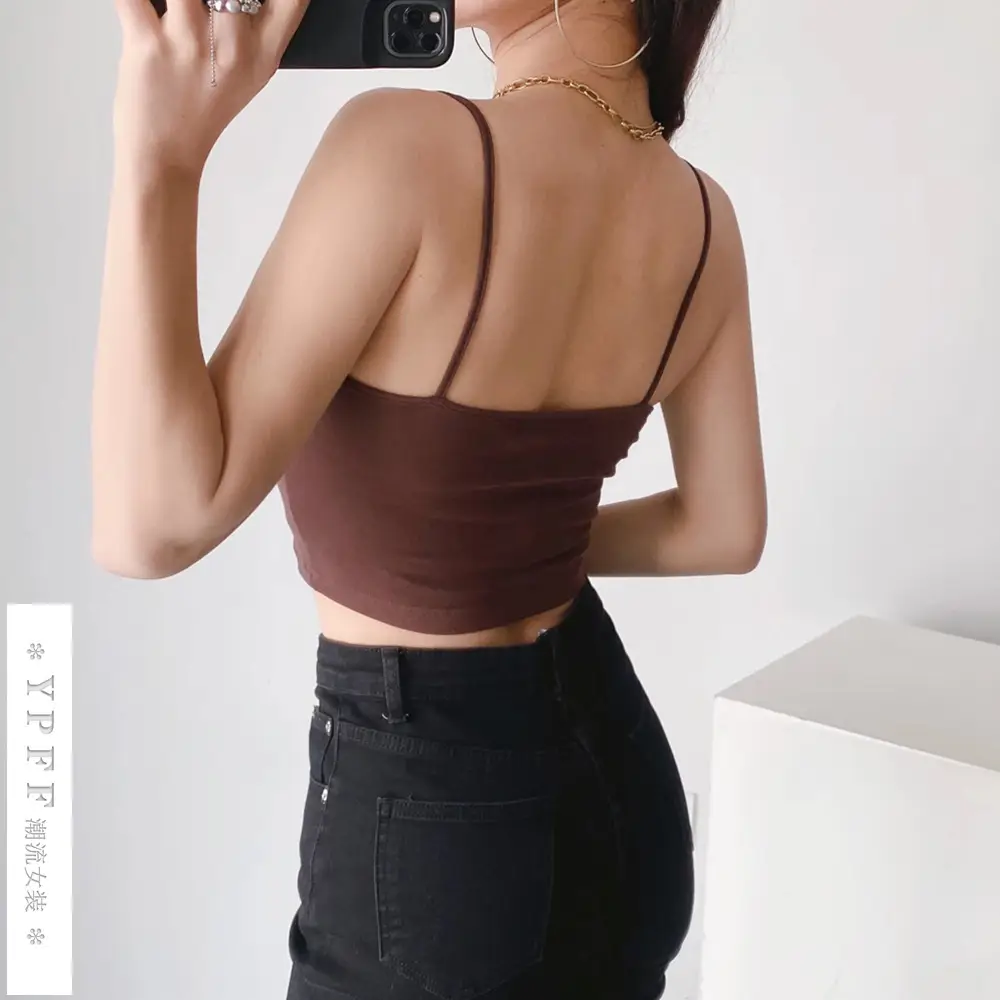 Women's T-Shirt Vest with Buckle Solid Color