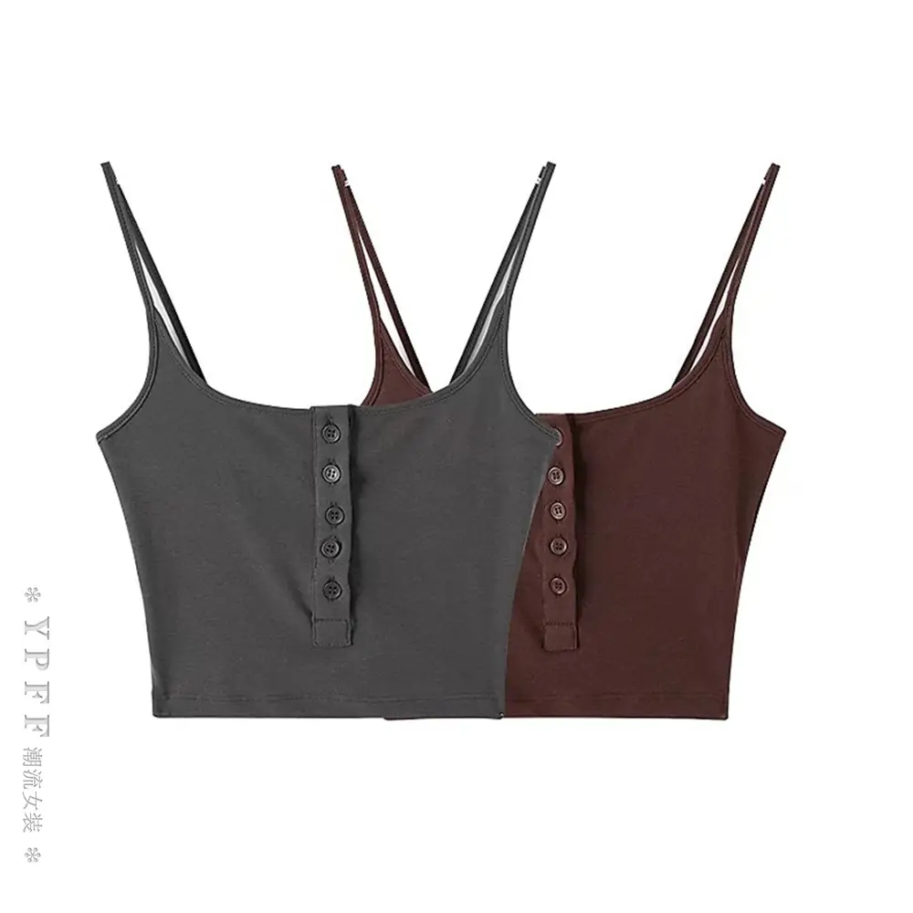 Women's T-Shirt Vest with Buckle Solid Color