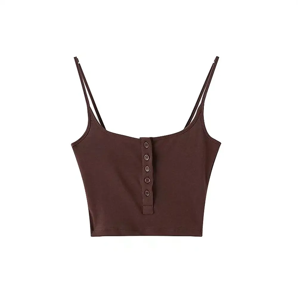 Women's T-Shirt Vest with Buckle Solid Color